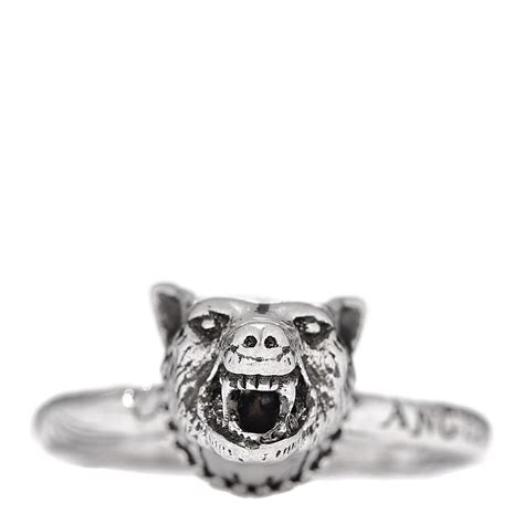 Gucci Sterling Silver Anger Forest Wolf Head Ring 57 8